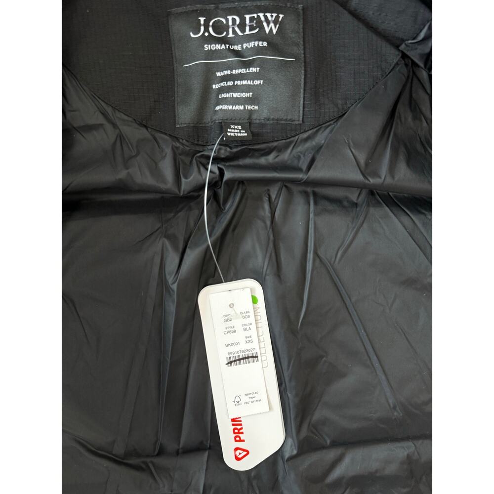 J.Crew Signature Black Cozy Puffer Jacket PrimaLoft Filling Retro Sporty XXS - Picture 7 of 8